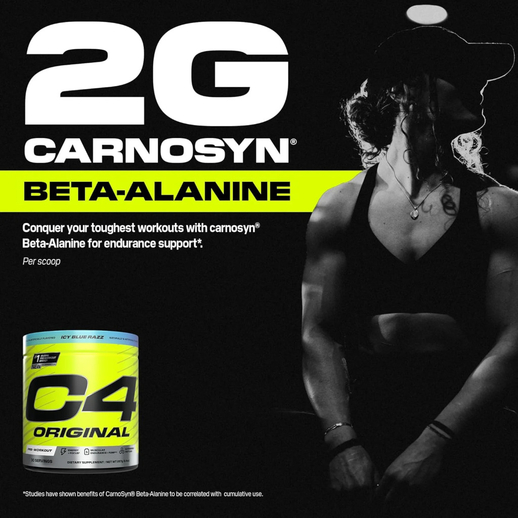 Cellucor C4 Original Pre-Workout Icy Blue Raspberry 470g, Energy, Focus and Endurance, 50 Servings