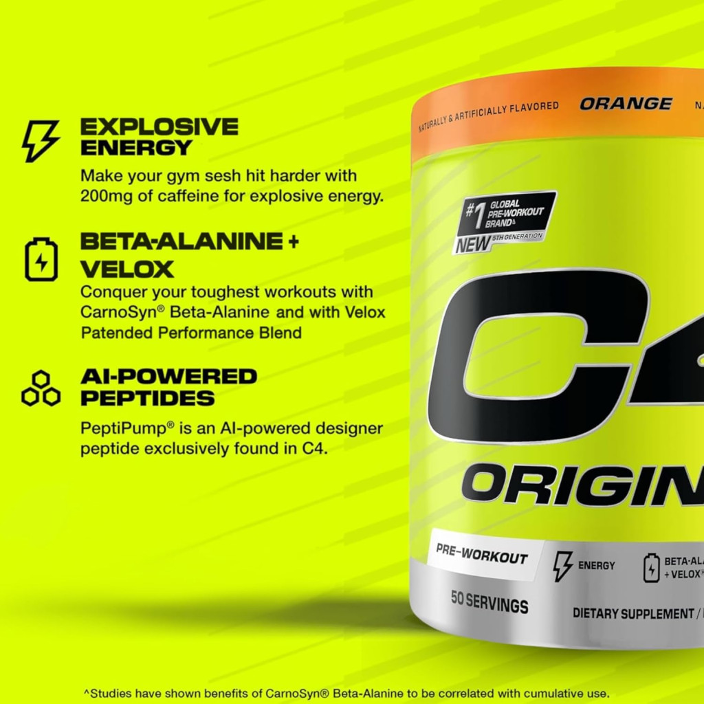 Cellucor C4 Original Pre-Workout Orange 455g, Energy, Focus and Endurance Formula, 50 Servings