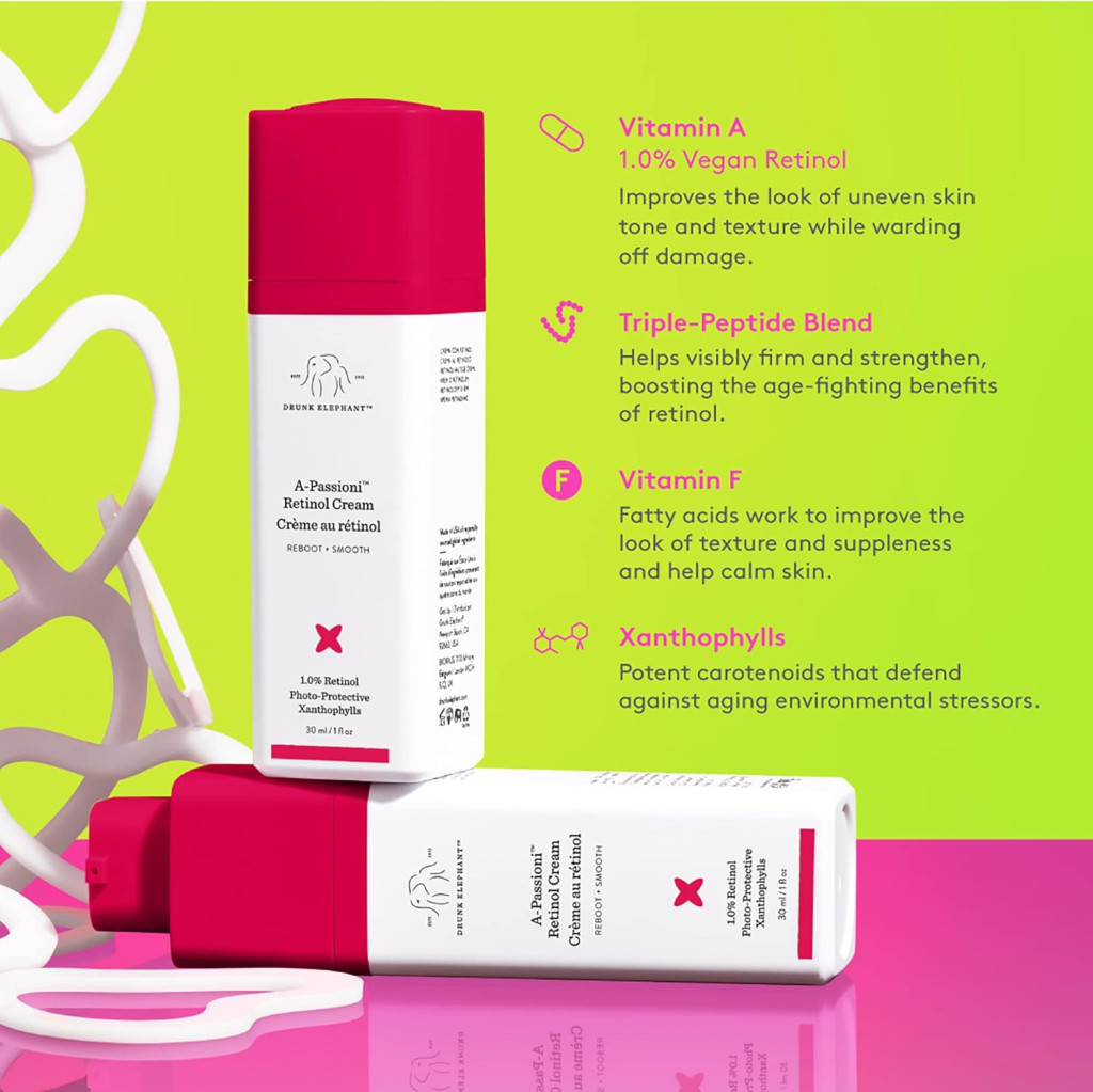 Drunk Elephant A-Passioni Retinol Cream, Treatment for Wrinkles, Texture and Radiance, 30ml