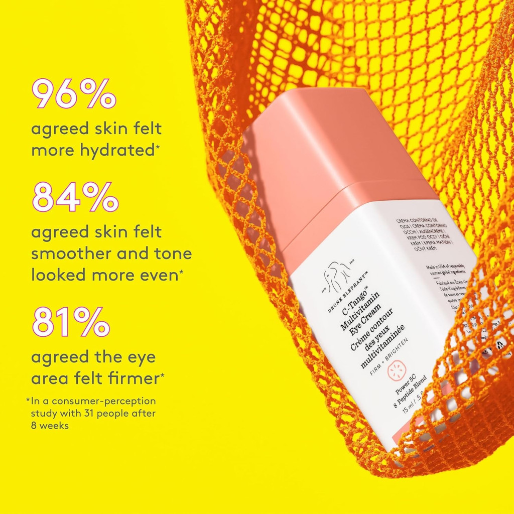 Drunk Elephant C-Tango Multivitamin Cream, Vitamin C and Peptides for Brighter, Firmer Eyes, 15ml