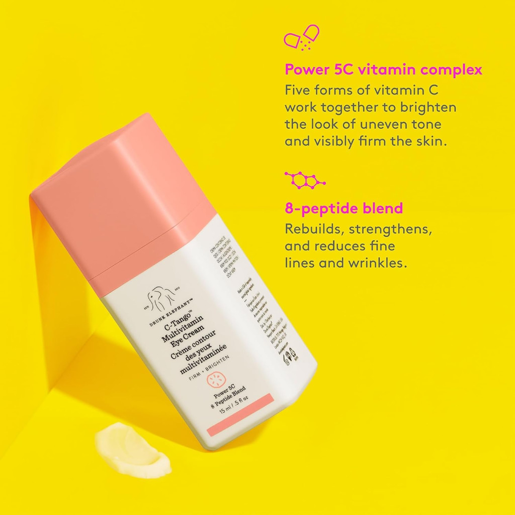 Drunk Elephant C-Tango Multivitamin Cream, Vitamin C and Peptides for Brighter, Firmer Eyes, 15ml