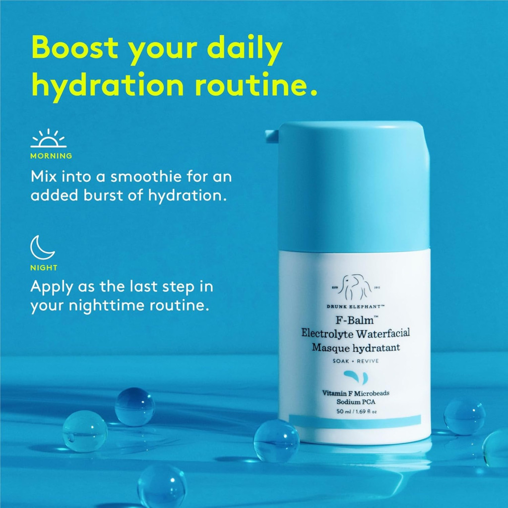 Drunk Elephant F-Balm Electrolyte Waterfacial, Overnight Hydration and Skin Barrier Repair, 50ml