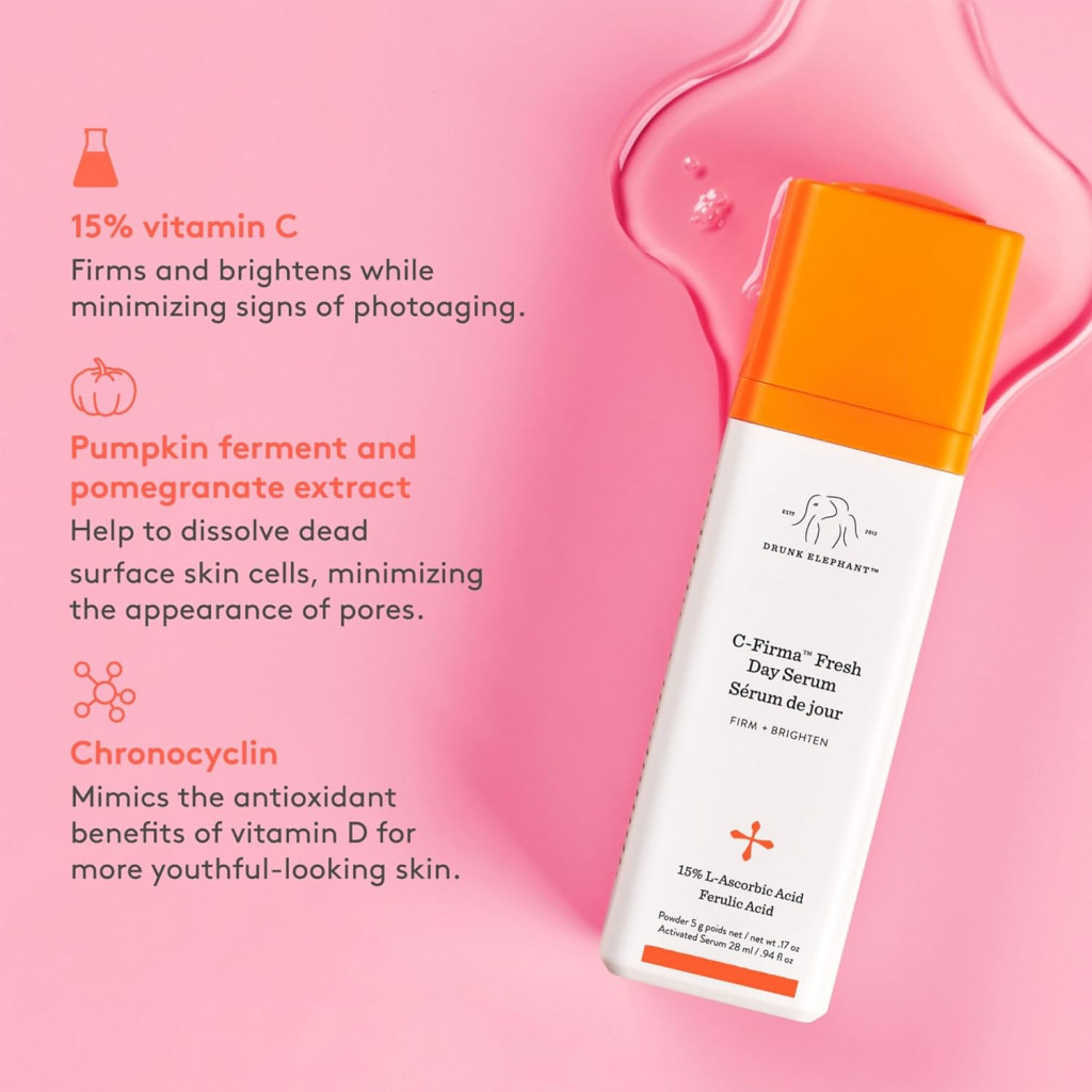 Drunk Elephant C-Firma Fresh Vitamin-C Day Serum, Brightening Antioxidant, 30ml