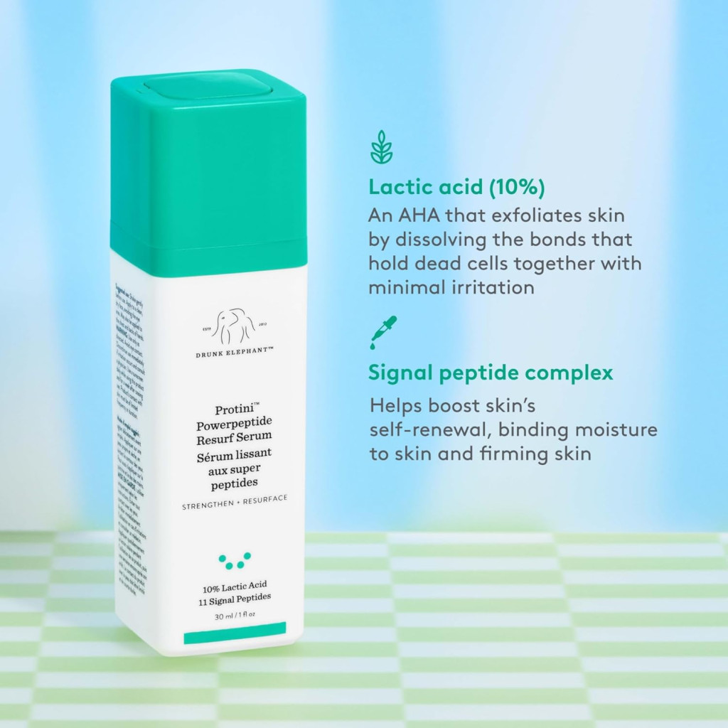 Drunk Elephant Protini Powerpeptide Resurfacing Serum, Peptide + Lactic Acid Treatment, 30ml