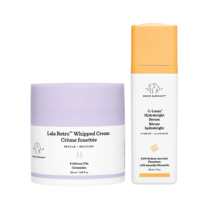 Drunk Elephant C-Luma Serum 30ml + Lala Retro Whipped Cream, 50ml Travel Kit