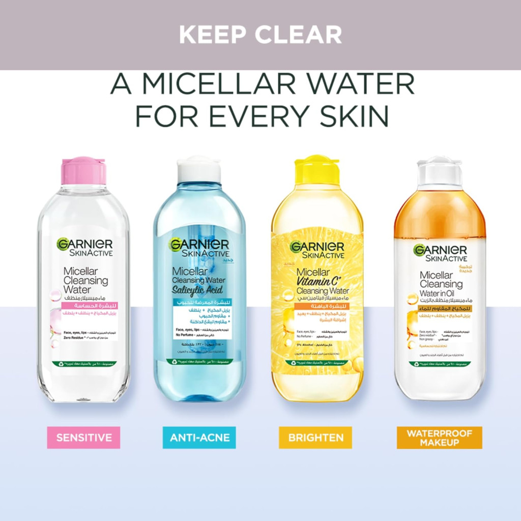 Garnier SkinActive Micellar Brightening Water Vitamin C Makeup Remover & Cleanser, 400ml