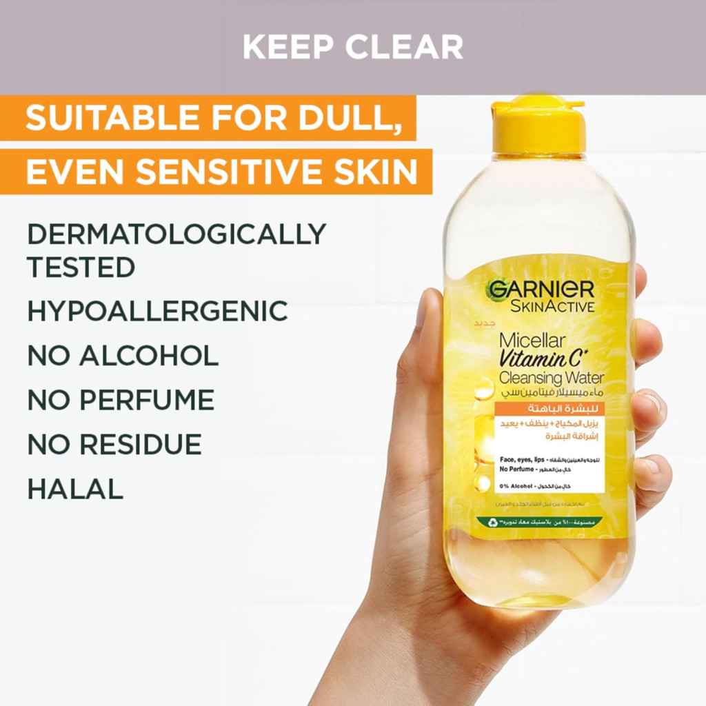 Garnier SkinActive Micellar Brightening Water Vitamin C Makeup Remover & Cleanser, 400ml