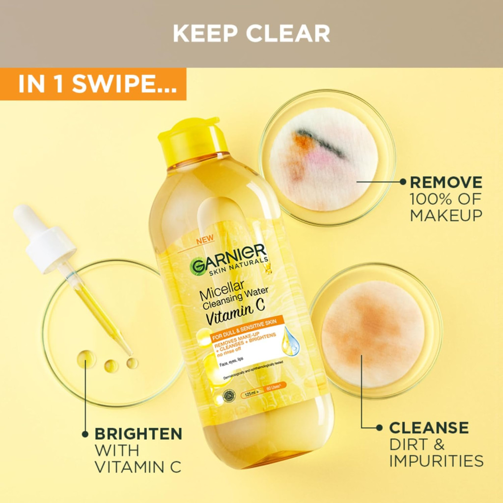 Garnier SkinActive Micellar Brightening Water Vitamin C Makeup Remover & Cleanser, 400ml