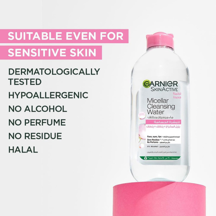 Garnier SkinActive Micellar Cleansing Water, All-in-1 Makeup Remover & Cleanser, 400ml