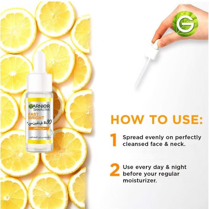 Garnier SkinActive Fast Bright Vitamin C Booster Serum for Dark Spots & Glow, 30ml