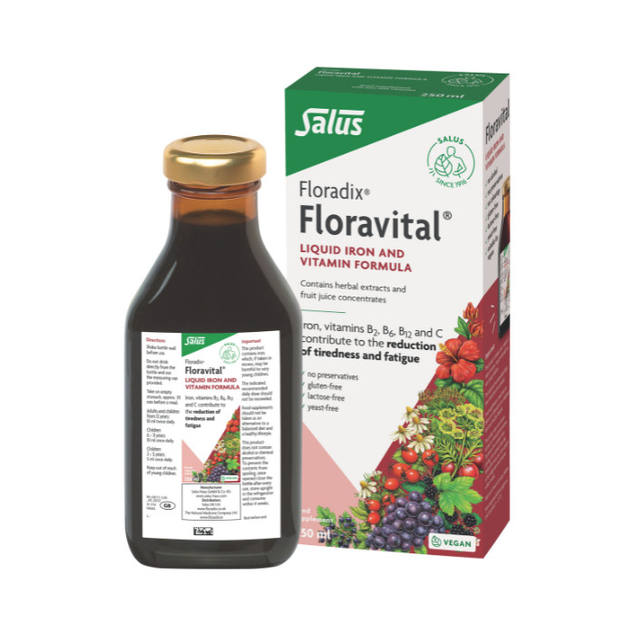 Salus Floradix Floravital Liquid with Organic Iron & Vitamins, Vegan & Easily Absorbable, 250ml