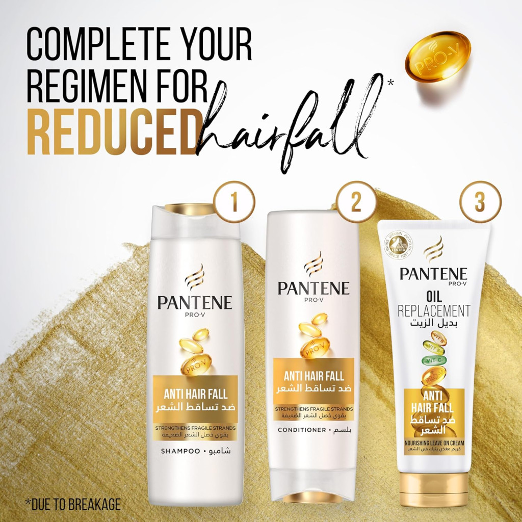 Pantene Pro-V Anti Hair Fall Shampoo for Strengthened Hair, 390ml Pack of 2