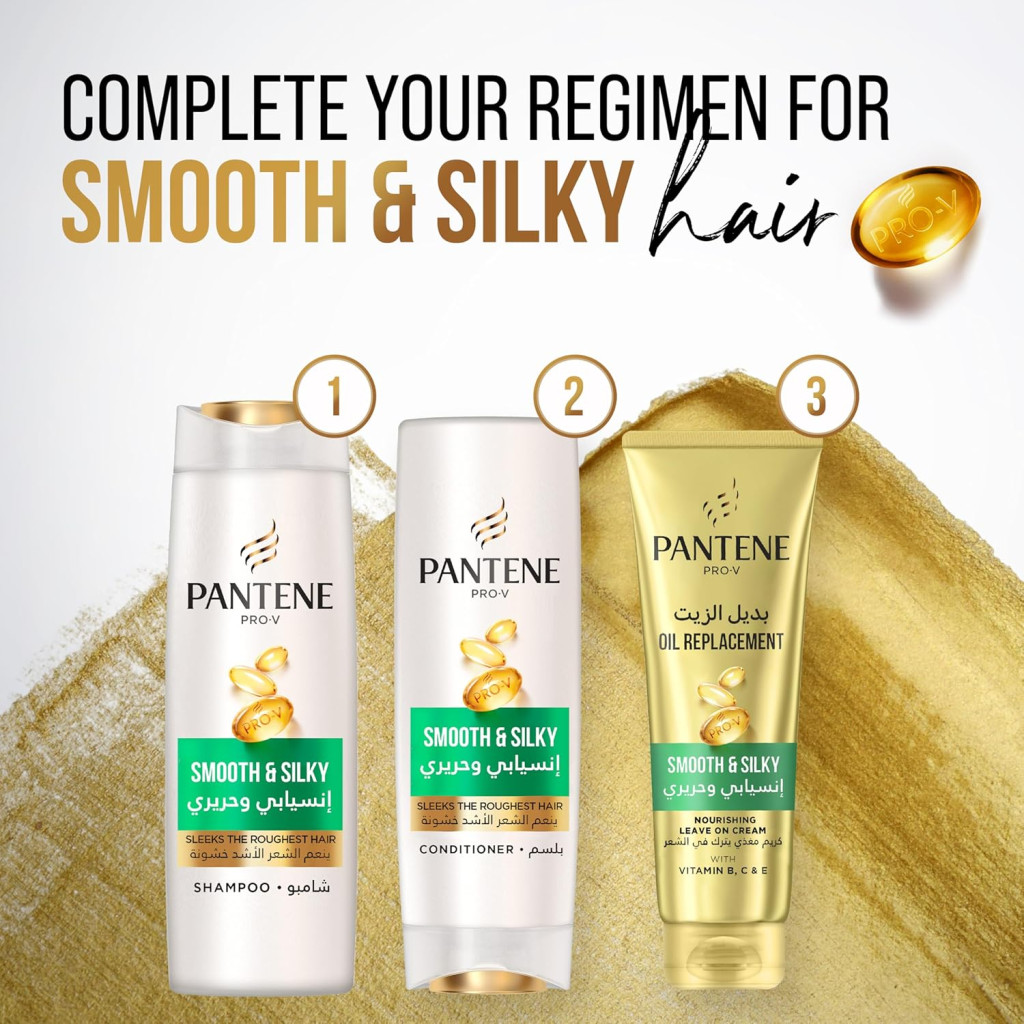 Pantene Pro-V Smooth & Silky Shampoo Frizz Control & Soft Hair, 390ml Pack of 2