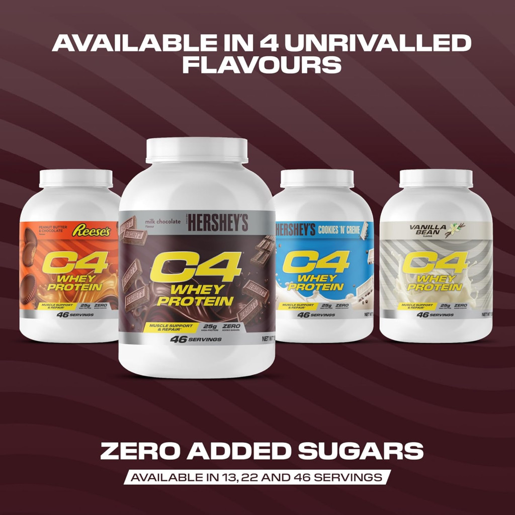 Cellucor C4 Whey Protein Powder Hershey’s Chocolate, Blend for Muscle Recovery, 1.61kg