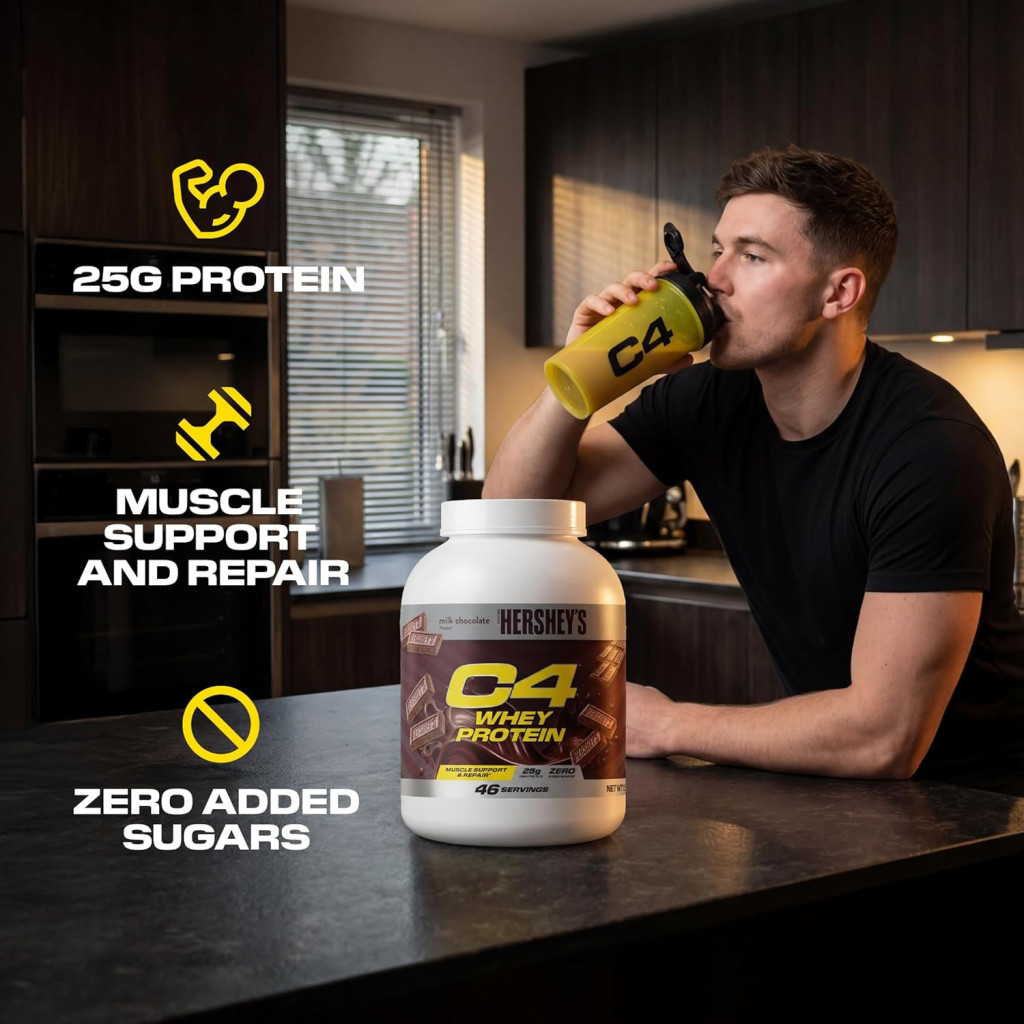 Cellucor C4 Whey Protein Powder Hershey’s Chocolate, Blend for Muscle Recovery, 1.61kg