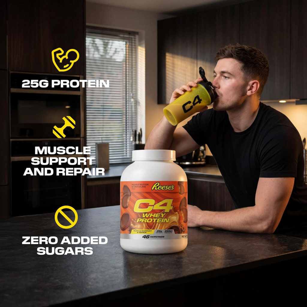 Cellucor C4 Whey Protein Powder Reese’s Peanut Butter & Chocolate, Blend for Muscle Recovery, 1.7kg