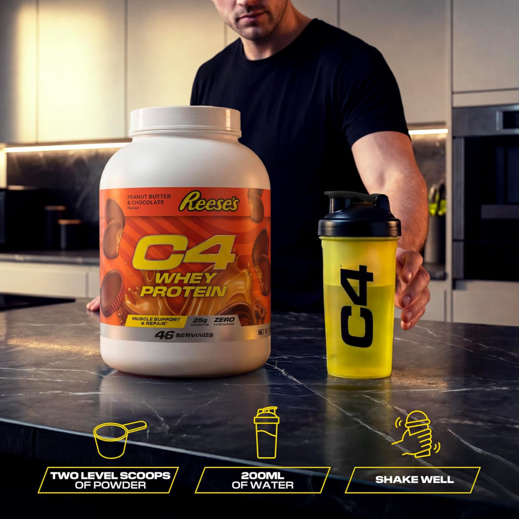 Cellucor C4 Whey Protein Powder Reese’s Peanut Butter & Chocolate, Blend for Muscle Recovery, 1.7kg