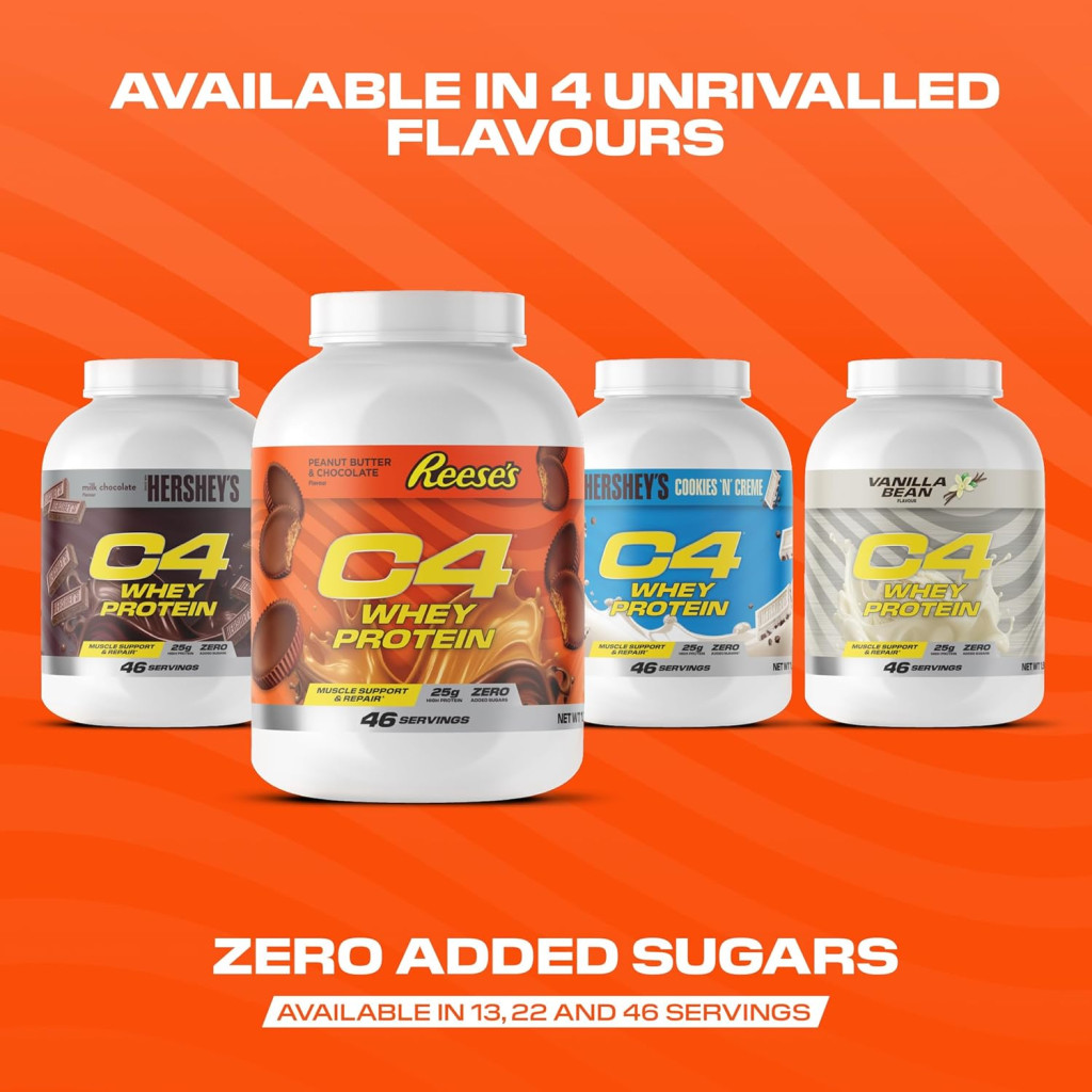 Cellucor C4 Whey Protein Powder Reese’s Peanut Butter & Chocolate, Blend for Muscle Recovery, 1.7kg