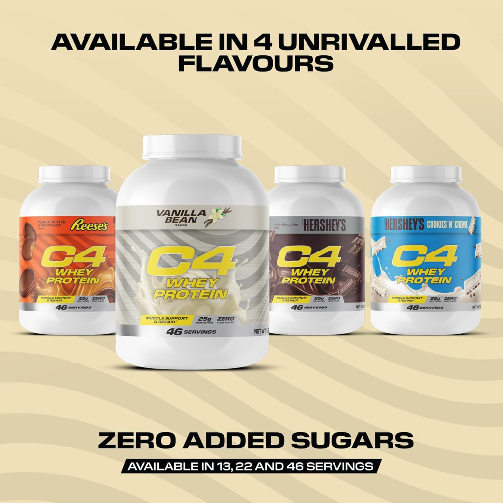 Cellucor C4 Whey Protein Powder Vanilla Bean, Fast-Digesting for Muscle Recovery, 1.58kg