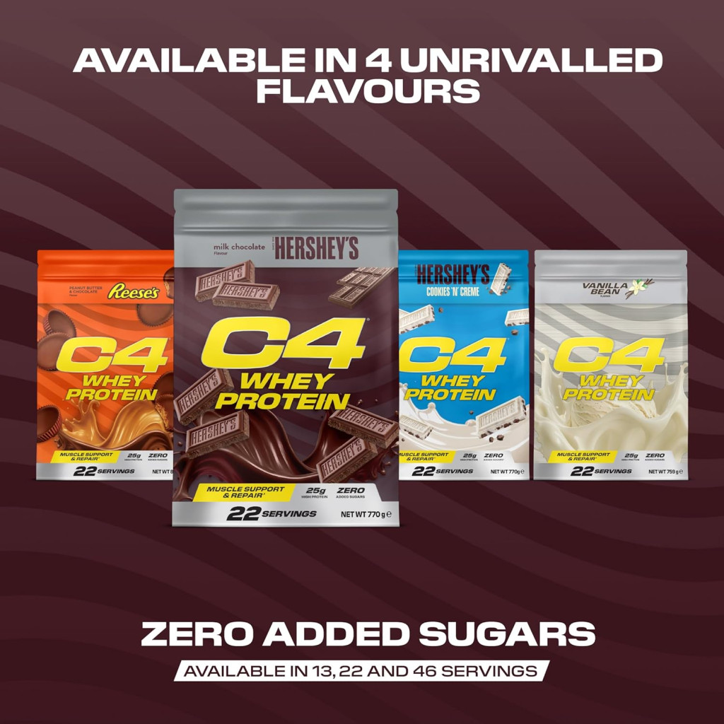Cellucor C4 Whey Protein Powder Hershey’s Chocolate, Fast Digesting Blend, 770g