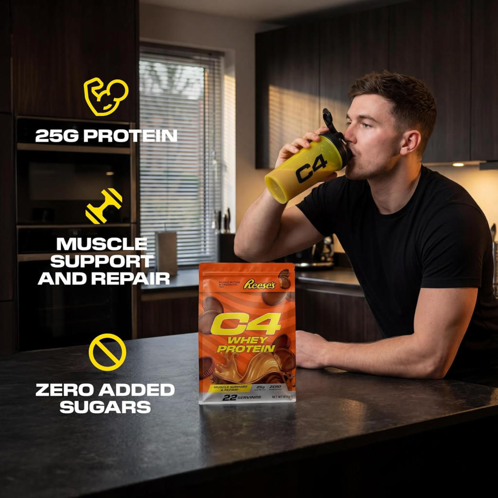 Cellucor C4 Whey Protein Powder Reese’s Peanut Butter & Chocolate, Blend for Muscle Recovery, 814g