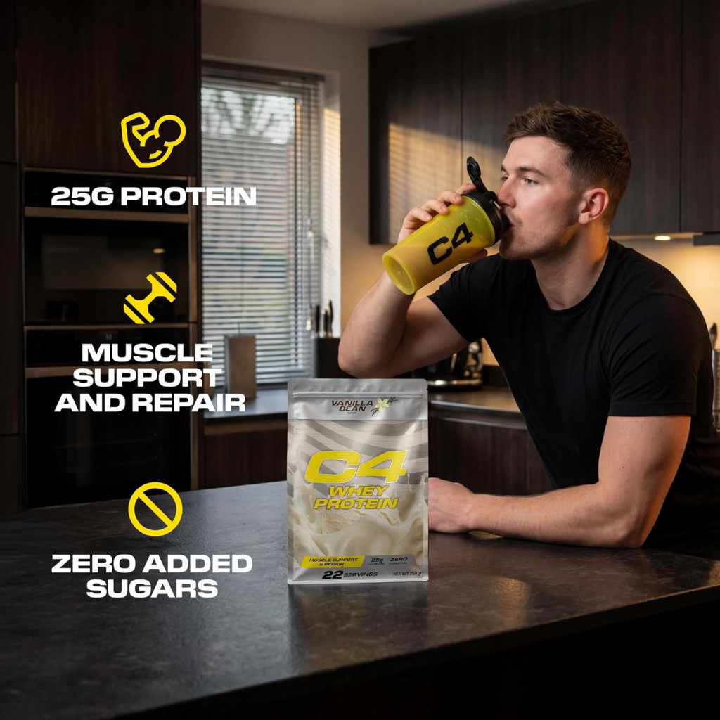 Cellucor C4 Whey Protein Powder Vanilla Bean, Fast-Digesting for Muscle Recovery, 759g