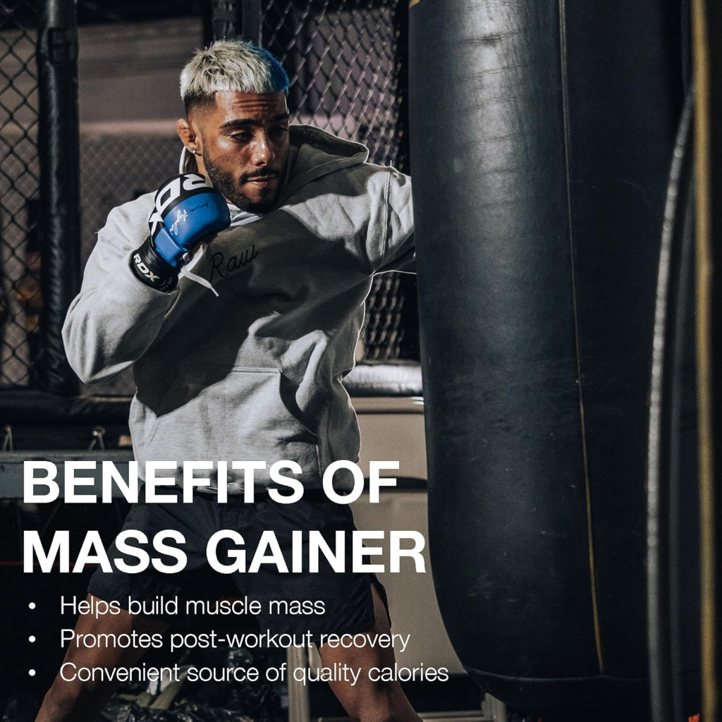 Raw Nutrition Bum Protein Powder Vanilla, High-Calorie Muscle Mass Gainer, 12lb