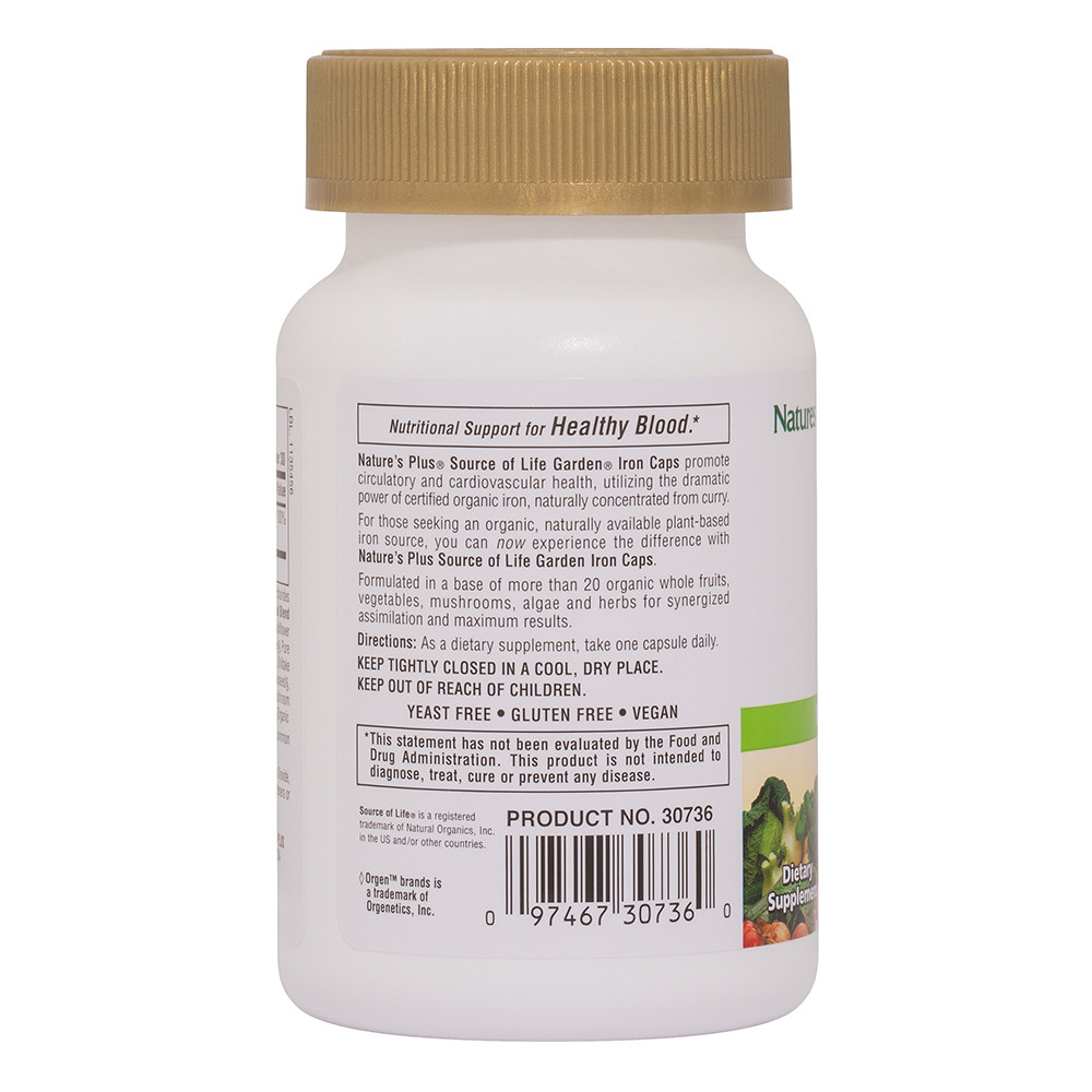 Natures Plus Garden Iron Capsules (Vegan) 30 Capsules