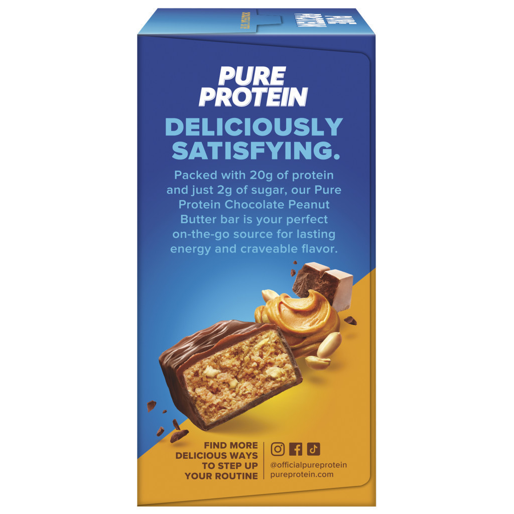 Pure Protein Bar Chocolate Peanut Butter, High Protein Snack, Low Sugar, Gluten-Free, Fuel for Fitness 50g – Box of 6