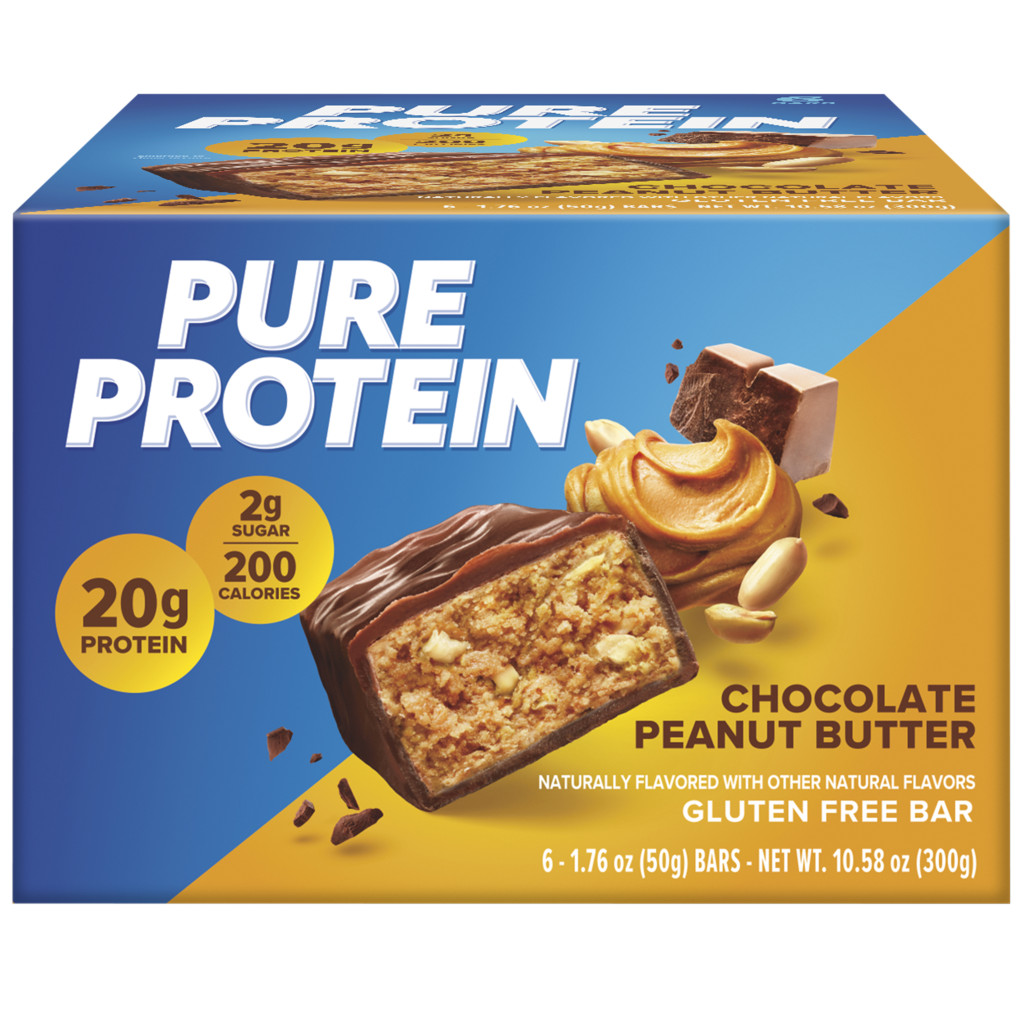 Pure Protein Bar Chocolate Peanut Butter, High Protein Snack, Low Sugar, Gluten-Free, Fuel for Fitness 50g – Box of 6