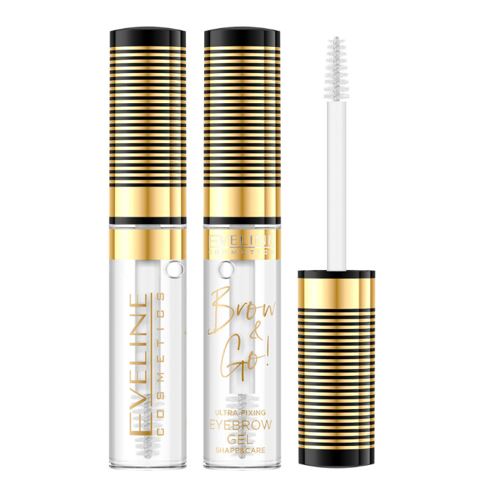 Eveline Brow & Go Eyebrow Gel 6ml - Transparent packaging and brush