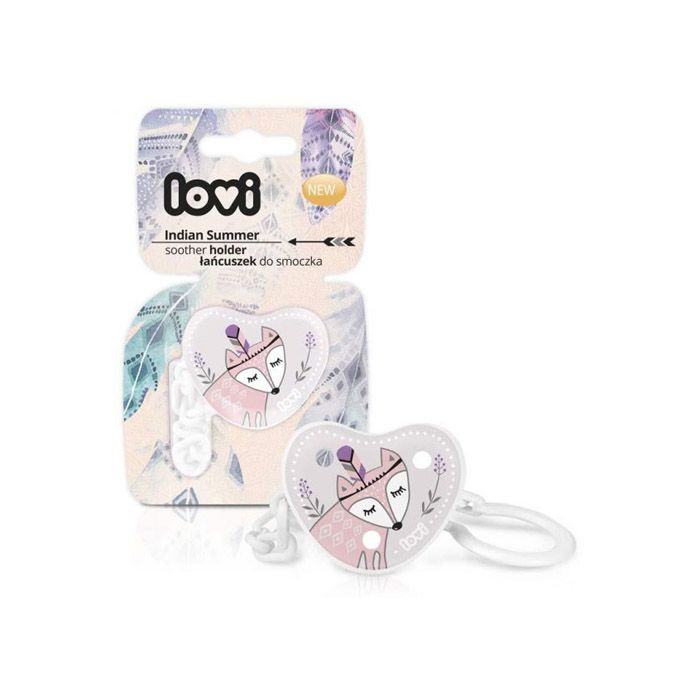 LOVI Pacifier Clip Dummy Holder | 0m+ | Safe Round Shape | Prevents The Soother From Getting Lost Indian Summer Collection~p106031357