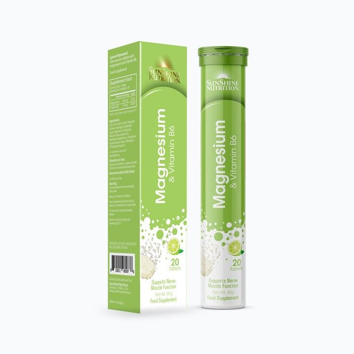 Buy Sunshine Nutrition Magnesium + Vitamin B6 Effervescent Lemon Flavor