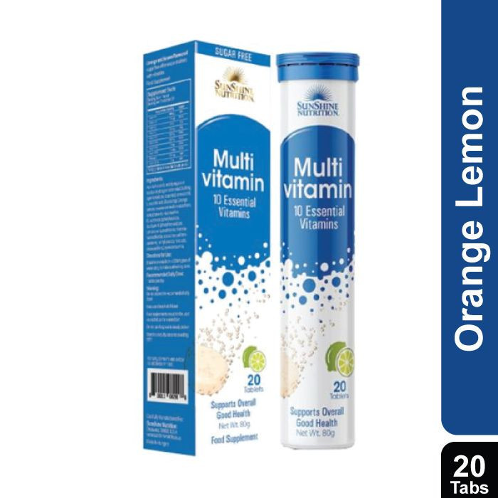 Sunshine Nutrition Multivitamin Efferv Orange Lemon Tabs 20's: 08290