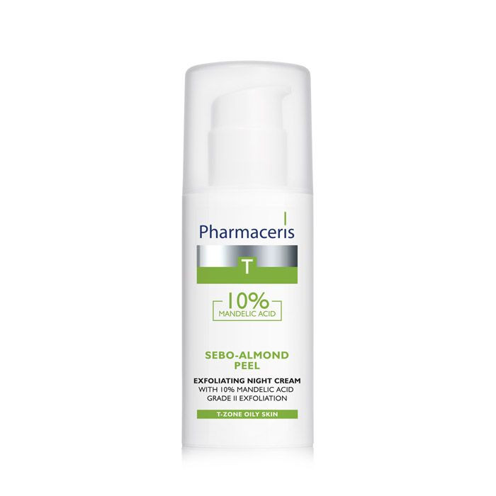 Pharmaceris T Sebo Almond Peel 10% Cream - tube and box closeup