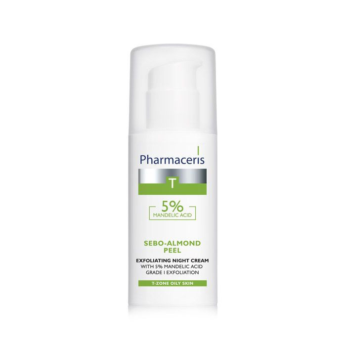 Pharmaceris T Sebo Almond Peel 5% Cream 50ml packaging angle view