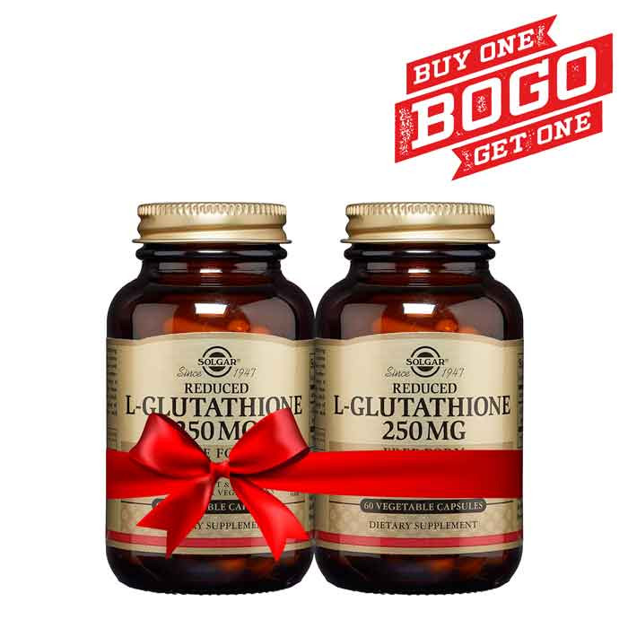 Buy Solgar L-Glutathione 250 mg Vegetarian Capsules 60's Bogo (1+1 ...